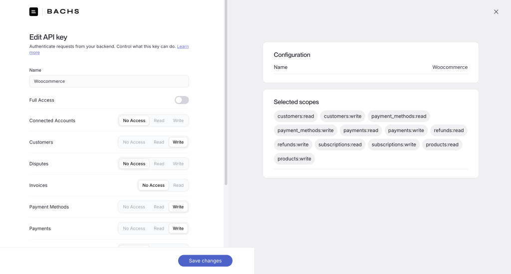 Create a Bachs API Key